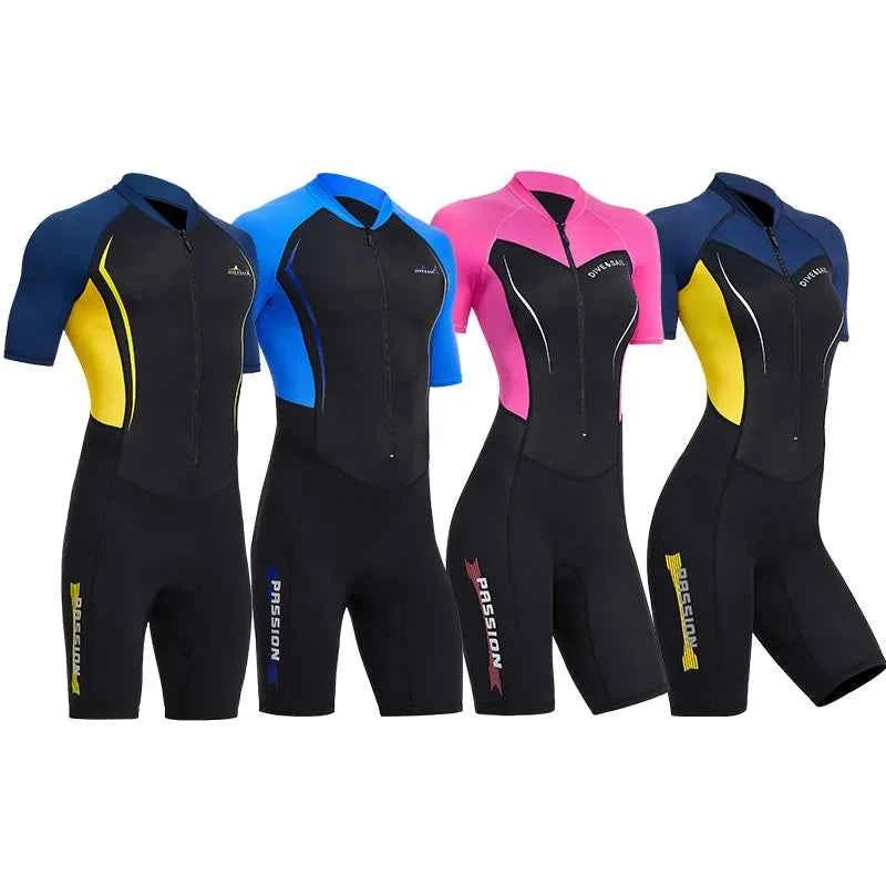 Men Women New Couple Diving Suit One-piece Sunscreen Swimsuit Short-sleeved Shorts 1.5mm Snorkeling Surfing Warm Shorty Wetsuit