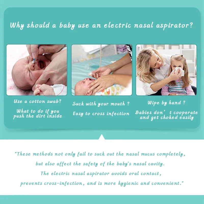 New Electric Baby Nasal Aspirator Electric Nose Cleaner Sniffling Equipment Safe Hygienic Nose Snot Cleaner For Newborns
