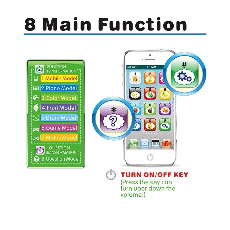 Kids Early Educational Mobile Phone Toy Children English Learning Music Cellphone with Light and Sound for Baby Infant Gift