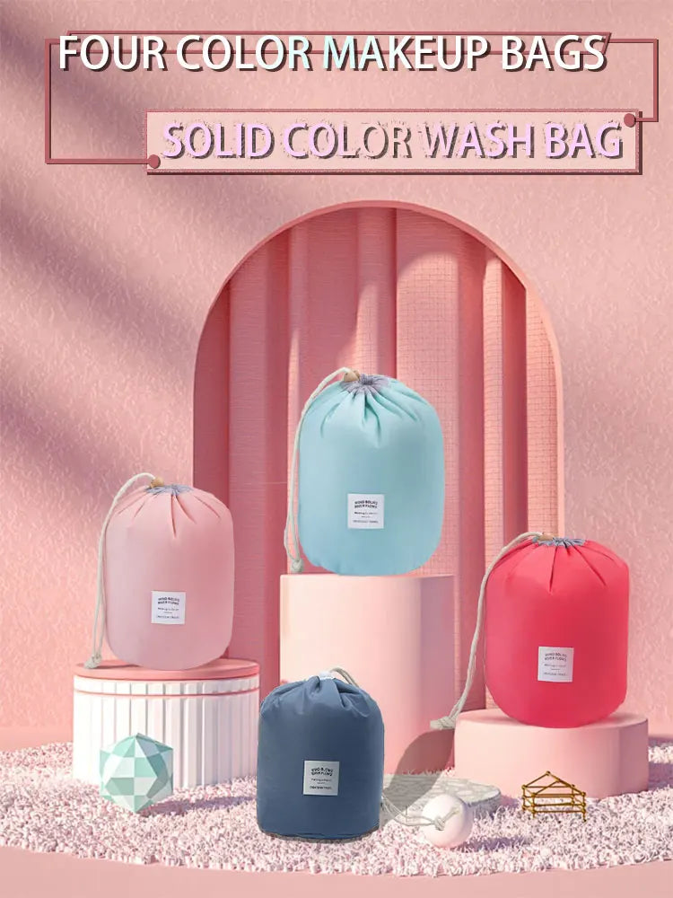 New Cosmetic Bag Fashion Round Waterproof Makeup Bag Travel MakeUp Organizer Female Storage Toiletry Kit Case,ylon High Capacity