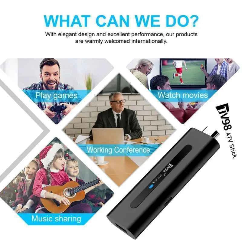TV98 ATV Stick TV Stick Support HD 8K 4K Video BT5.0 4G 5G Dual WiFi6 Voice Remote Allwinner H313 Quad Core Smart 8GB 128GB iptv
