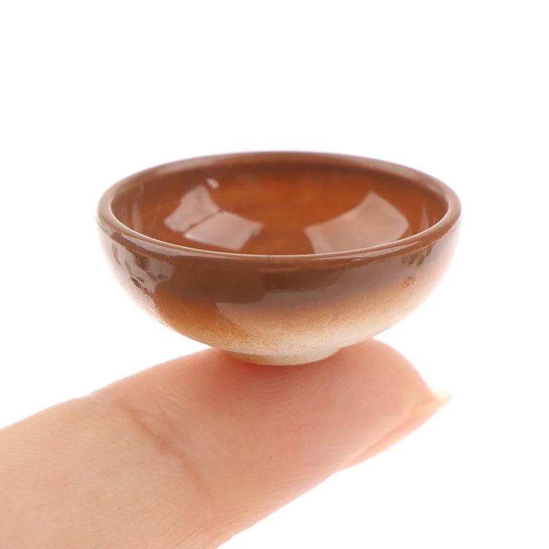 10pcs Dollhouse Miniature Bowl Dish Round Rice Bowl Tableware Dollhouse Kitchen Dining Accessory Resin Play House Toys