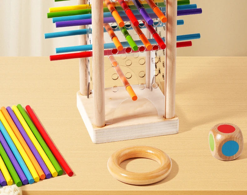 Parent child interactive wooden stick children's two person battle spatial thinking training puzzle toy