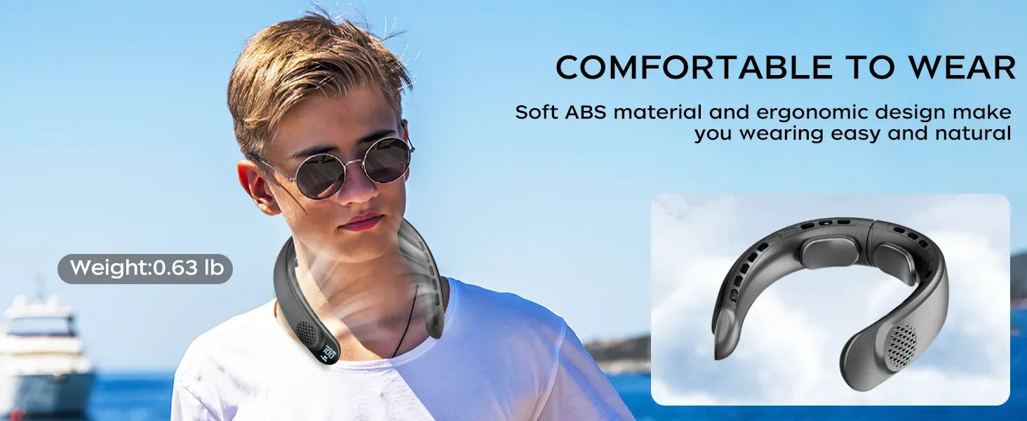 S8 Neck Fan 4 core motors Cooling Rechargeable Air Conditioning Fans Air Cooler 4000mAh Air Conditioner 3 Speed For Sports