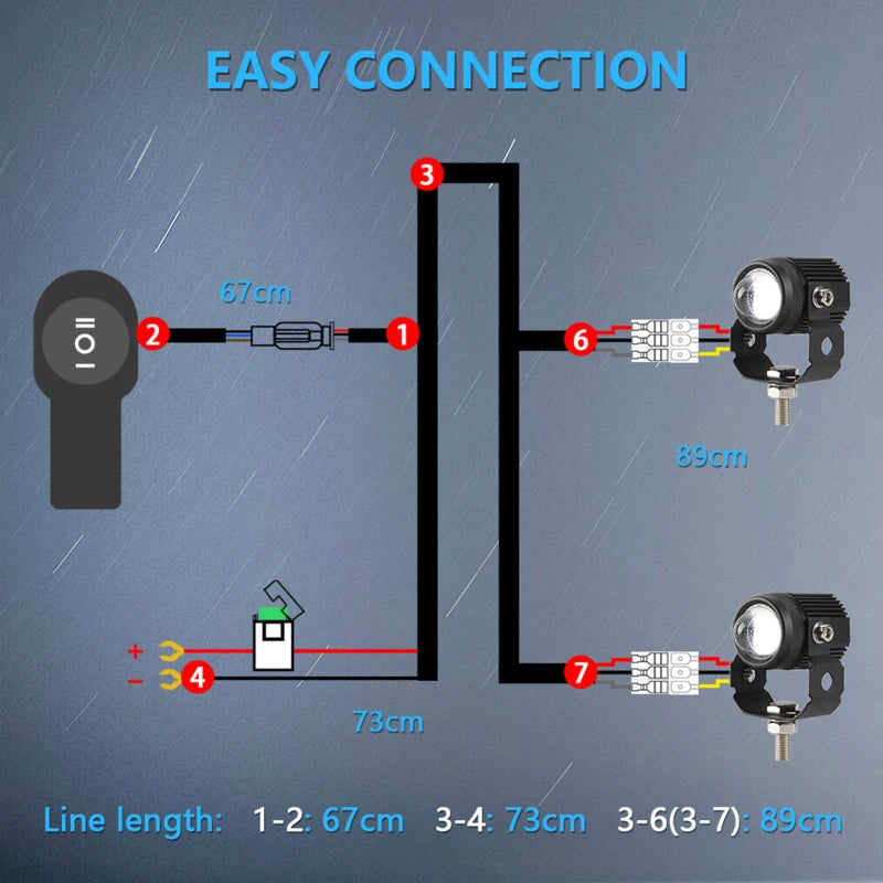 LED Light Bar Wiring Harness Kit 180W 3 Leads 16 AWG LED Motorcycle Wiring Harness with 12V 40A Relay and Control Switch