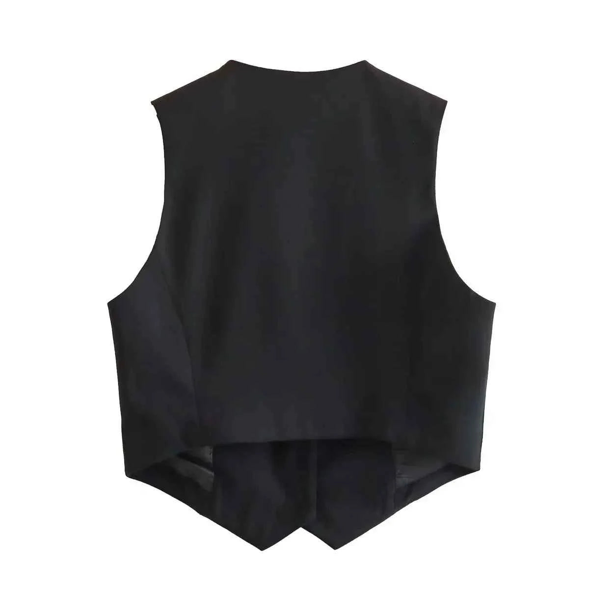 HH Women Fashion Solid Suit Vest Sleeveless Cropped Waistcoat Tops Vests Spring Summer Casual Office Lady Chic Tops