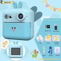Kids Photo Camera Printer with Game Cute Bunny Mini Digital Video Child Instant Print Camera 4-12 Years Kids Girls Boyes Gifts