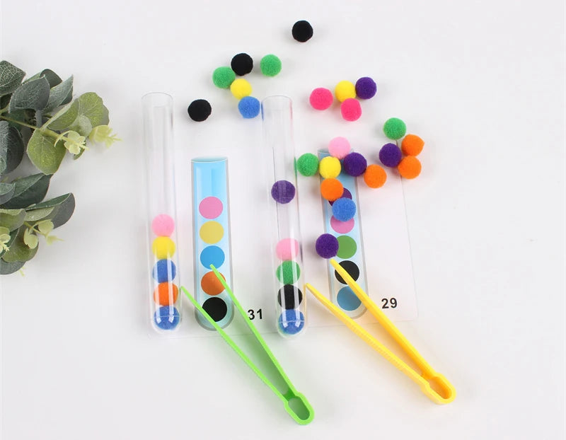 Color Sorting Toy Rainbow Plush Ball Matching Set Preschool Math Counting Kids Educational Stacking Matching Games
