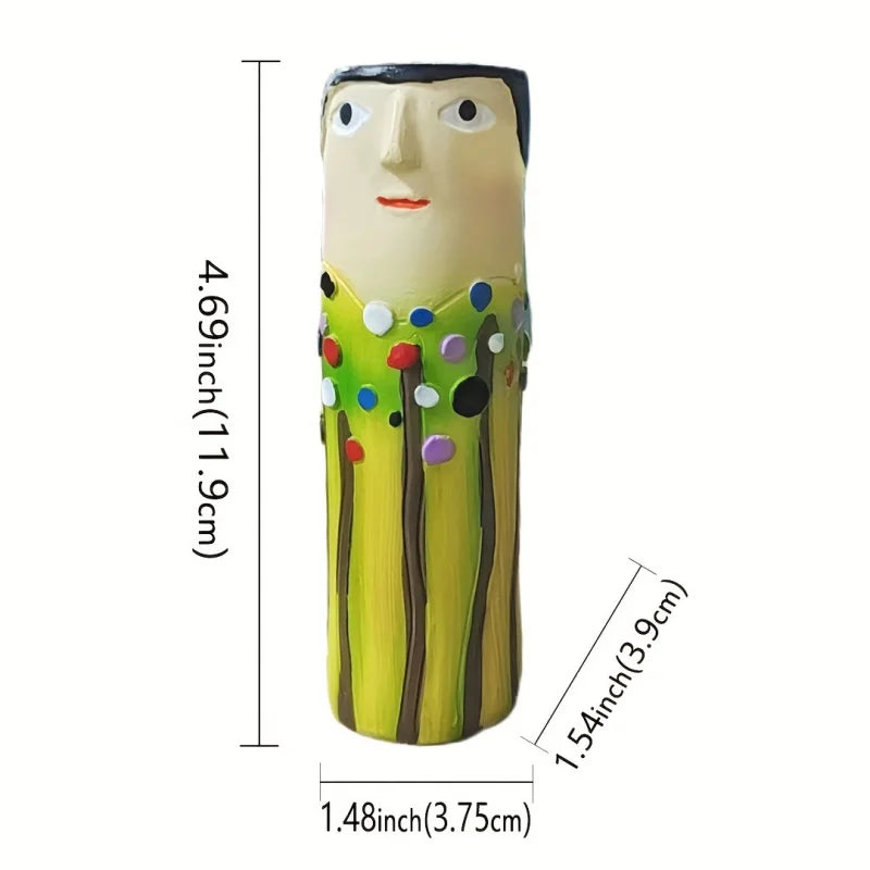 Handcrafted Bohemian Face Resin Artistic Vase - Home Decor Accent Ornament