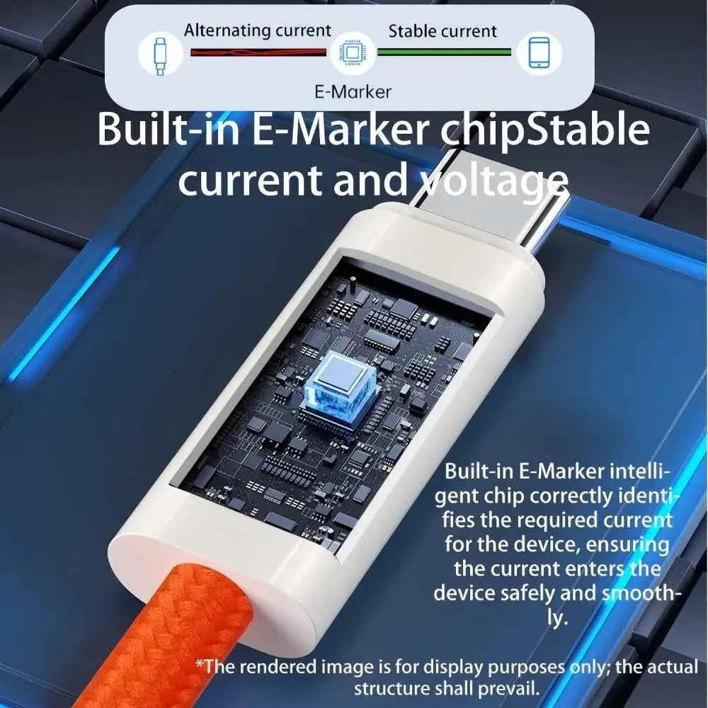 USB 5.0 Nylon Braided Cable with Dual Type-C Ports 240W PD Fast Charging Multifunction Data Cable for Screen Casting