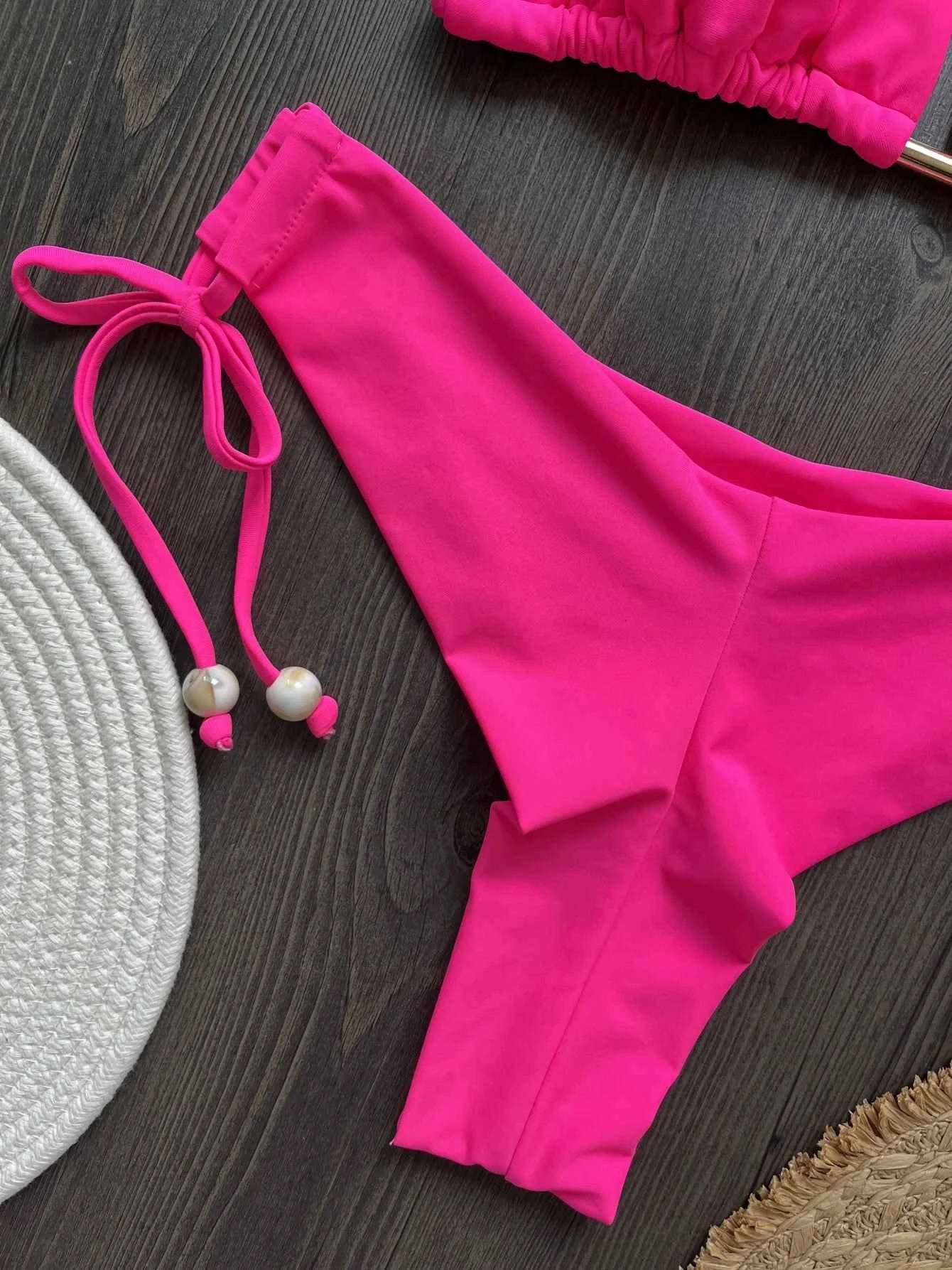 Sexy Women Bikini 2025 New Push-Up Bra Bikini Set Swimsuit For Women Solid Beachwear Ladies Chest Pad Swimwear