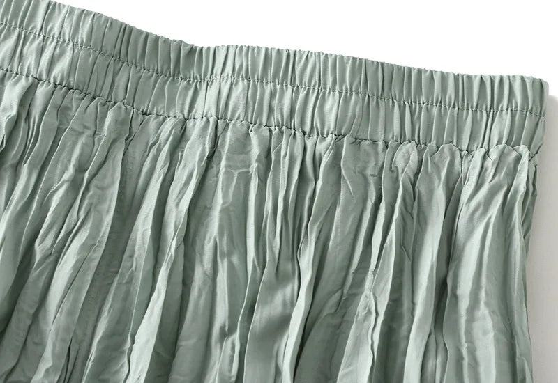 Light Luxury Irregular Slimming Pleated  A-line Skirt for Women High Waist Solid Color Loose Fashion Skirts Casual  Spring New