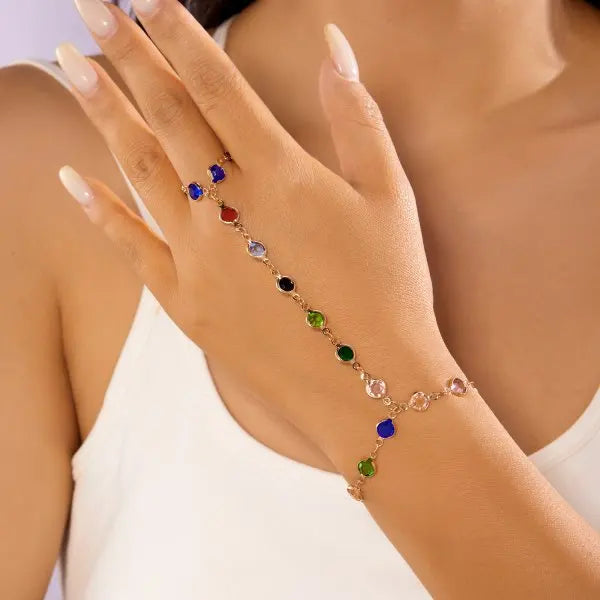 Elegant Red Crystal Zircon Metal Chain Bracelets for Women Colorful Heart Bracelets Party Wedding Wrist Charms Jewelry Gift