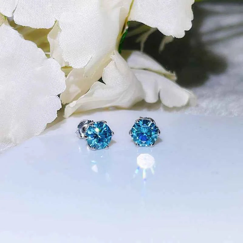 JoyceJelly 1/2/4CT VVS D Color Moissanite Russian Cut 8H8A Lab Diamond Stud Earrings For Women S925 Sterling Silver Fine Jewelry