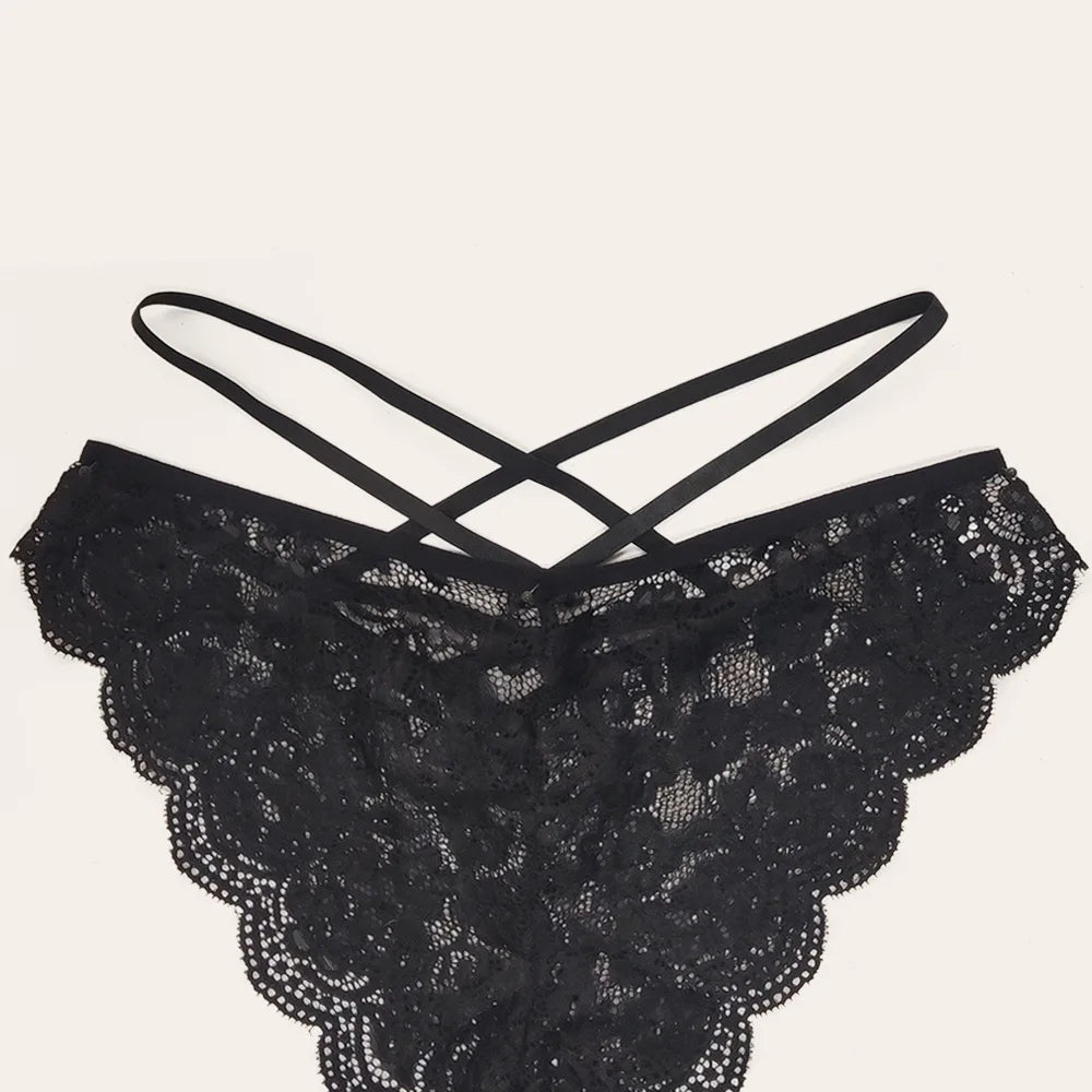 Hot Perspective Sexy Lingerie Women Lace Bra Cross Belt Brief Sets Sexy Underwear Set Erotic Lingerie Sleepwear For Woman 2022