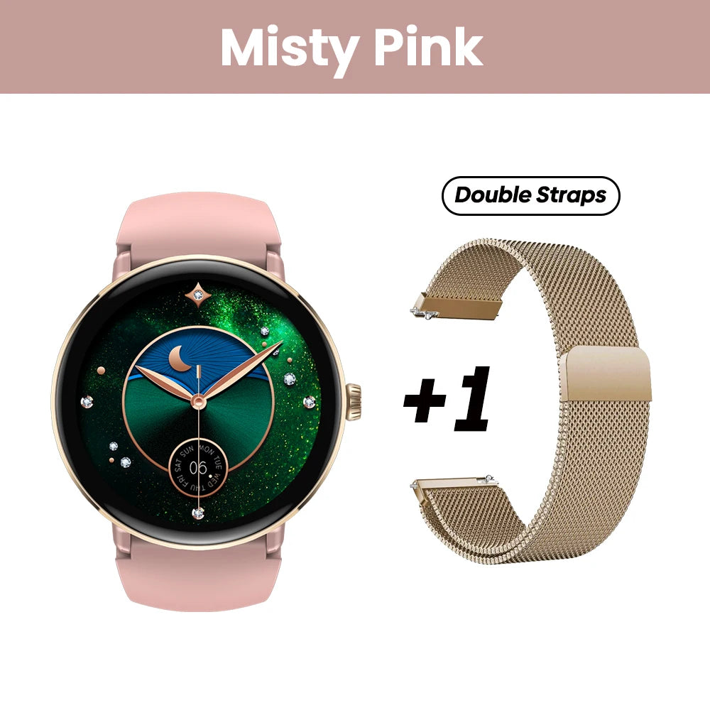 NEW 2025 Zeblaze Lily 2 Bluetooth Calling Smartwatch 1.2" AMOLED Screen Double Straps Health Monitoring Smart Watch for Women