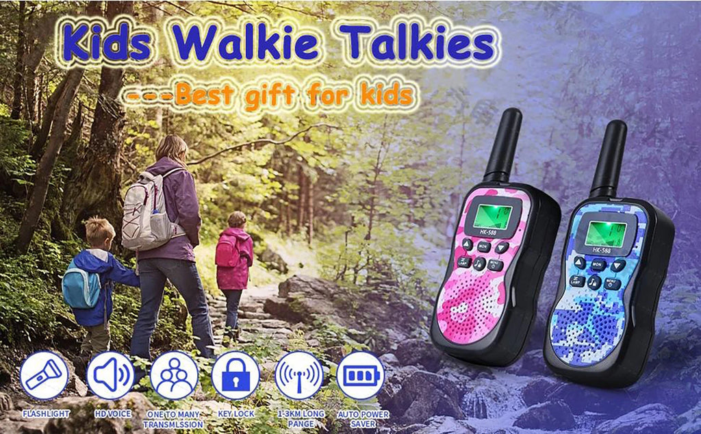 Kids Walkie Talkies 3 Pack, 3KM Long Range Two Way Radio Toy, Outdoor Birthday Gift for 3-12 Children(AAA Batteries Required）