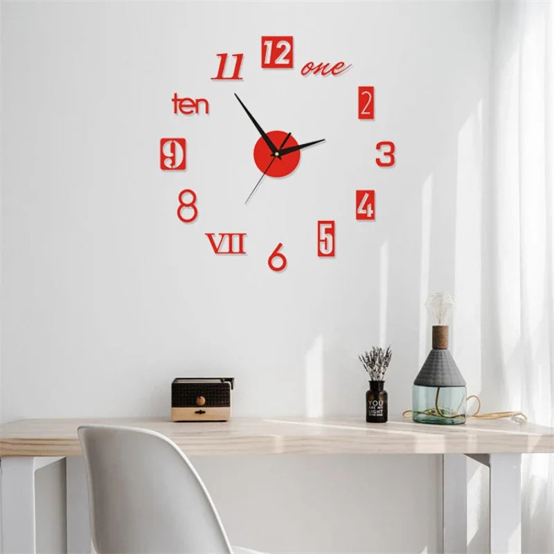 DIY Modern Design Large Wall Clock Fashion Decorative Living Room Wall Clock Home Decoration Clocks Decor Decoration for Bedroom