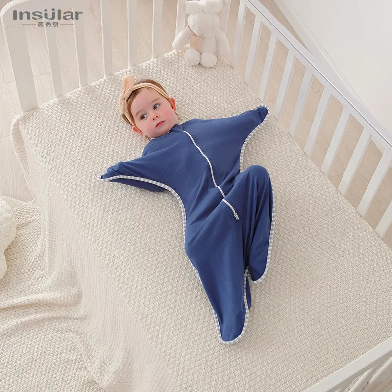 Insular Newborn Baby Girl Boy Anti-Startle Sleeping Bag Cotton Baby Wrap Receiving Swaddling Blanket Infant Sleepsacks