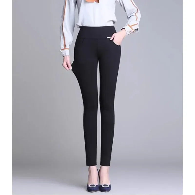 New S-6XL Micro Pants Trousers High Waist Large Size Stretch Tights Women High Waist Straight Pants Work Pants Trousers