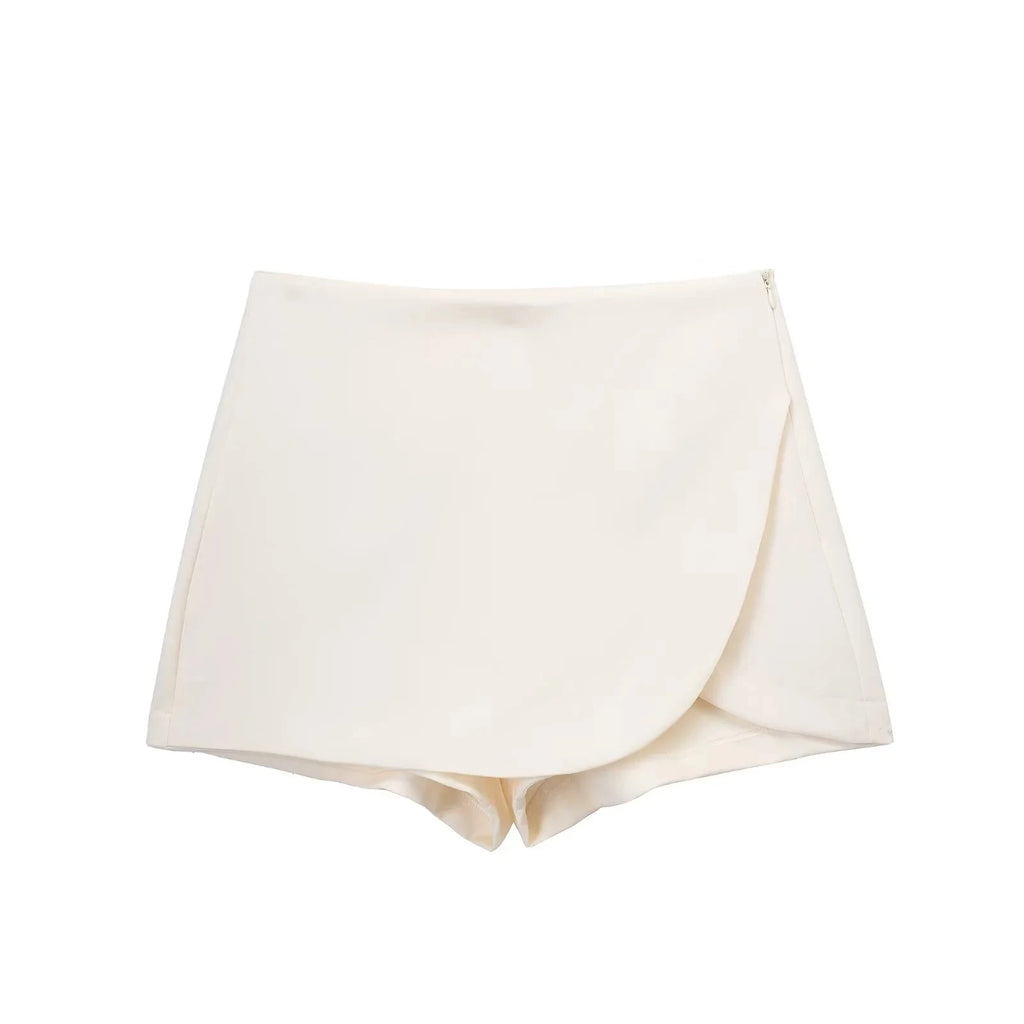 HXAO Women's Skort High Waist Brown Skirt Pants Stylish Summer Pink Black Mini Skirt Shorts Asymmetric Casual Off White Skort