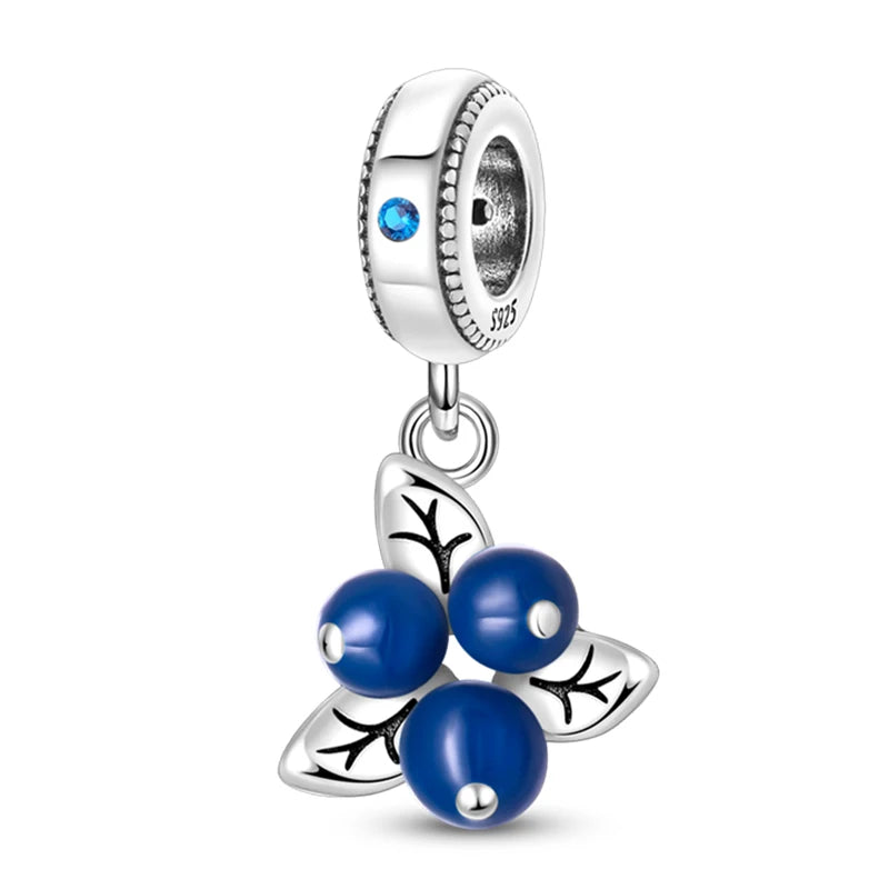 New 925 Silver Color Strawberry Cherry Fruit Series Charms Beads Fit 3mm 925 Original Bracelets DIY Birthday Jewelry Gifts