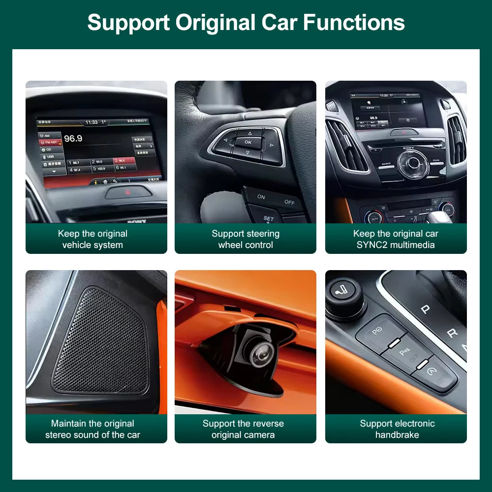 AUTOABC Wireless CarPlay For Ford Sync2 2011-2016 Explorer Focus Fiesta C-max Edge F150 Fusion Taurus With Android Auto AirPlay