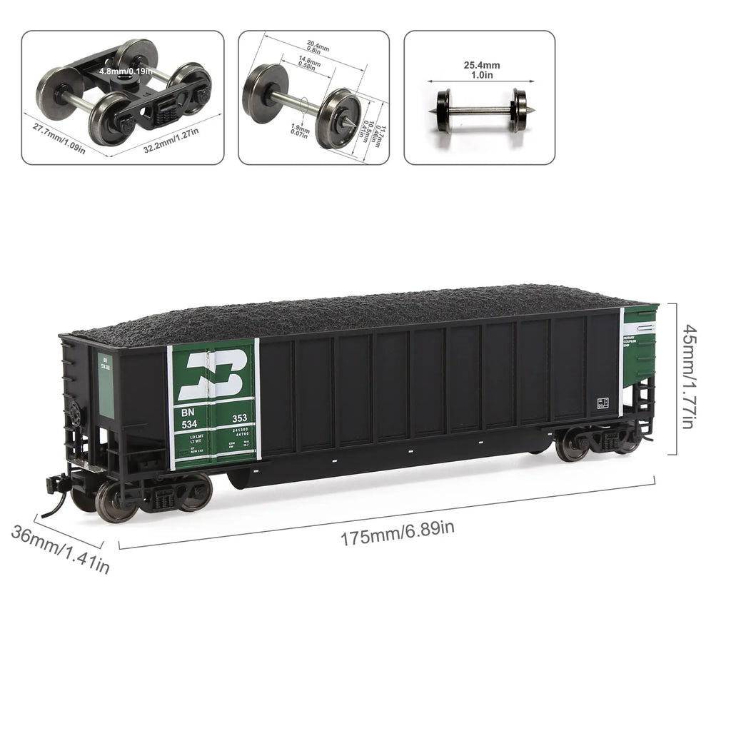 Evemodel Train Wagon HO Scale Coal Car 1:87 Coalporter Hopper Car with Coal Load C8771