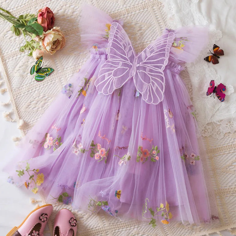 Girls' Dress Summer Floral Mesh Baby Girls Dress Adorable Wedding Flower Girl Dress Baby Girl Clothe