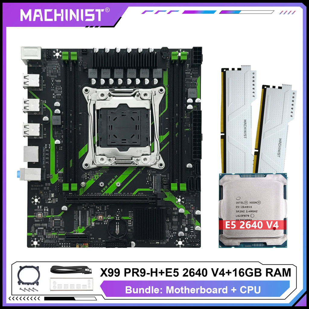 MACHINIST X99 PR9-H Motherboard Optional Xeon E5 2640 V4 LGA 2011-3 CPU Kit Set 16GB DDR4 Memory RAM NVME M.2