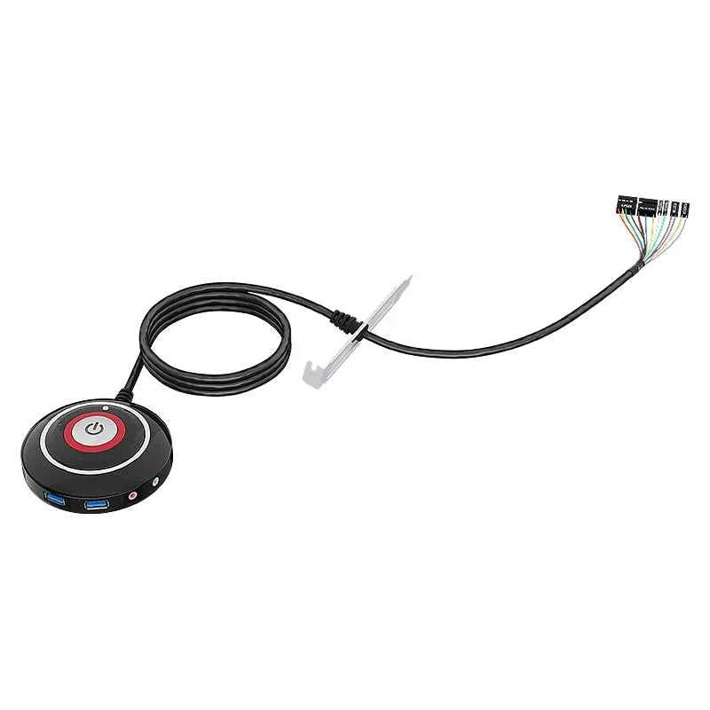 TEUCER Computer Desktop Switch Button With Dual USB Audio Desktop Host External Start Button Paste Type Swich