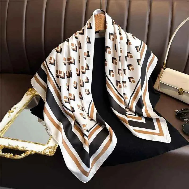 Popular Twill Shawls Europe And America Fashion Bandannas New Print Sunscreen 90cm Kerchief Four Seasons Square Silk Scarves