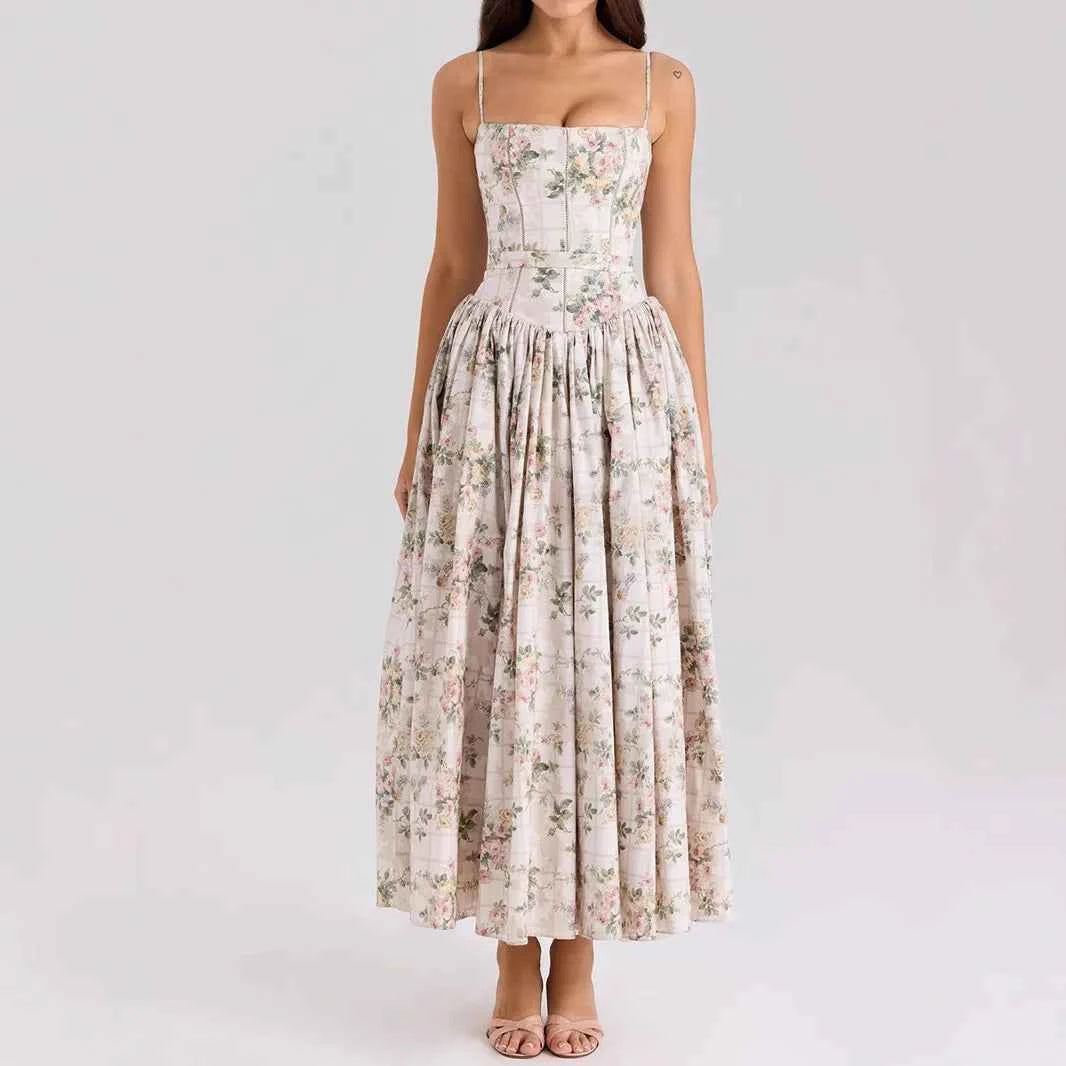 Suninheart Summer Clothes for Women Midi Elegant Dress 2025 New Arrivals White Floral Print Holiday Dress