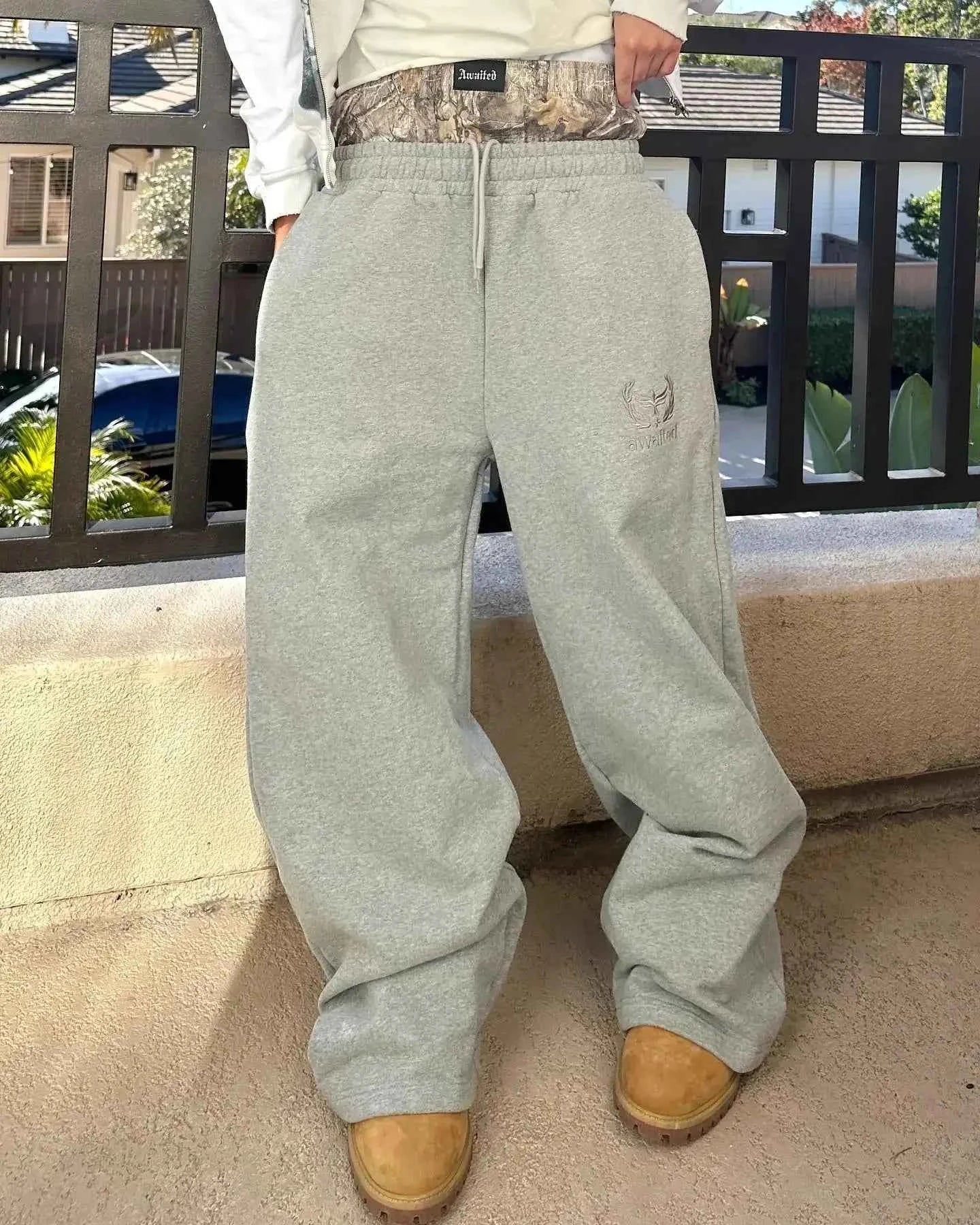 Y2K Retro Straight Pants Tracksuit Streetwear Pants Personalized Pant Leg Zipper Embroidery  Hip Hop Casual Joggers Men Pants