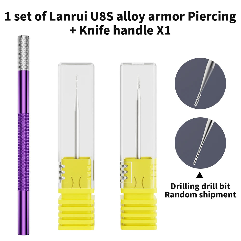 Lanrui U8S Alloy Stripped Screw Extractor Drill Bit Set 2.35mm Shank for Phone Repair Professional Sliding Thread Removal Tool