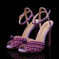Chaussures à talons hauts à bout ouvert pour femmes, plateforme imperméable, bouche peu profonde, talon de 8,5 cm, perles, chaussures de mariée, collection automne 2025