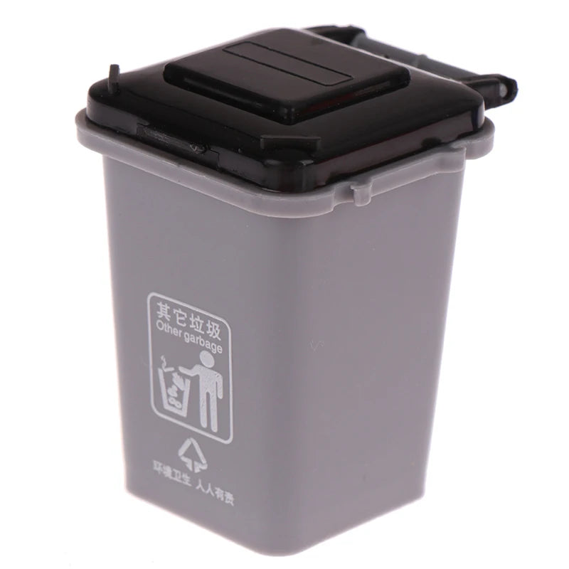 1:12 Dollhouse Furniture Toy Mini Trash Can Toy Garbage Truck Cans Curbside Vehicle Garbage Separation Bin Toys Kid Gift