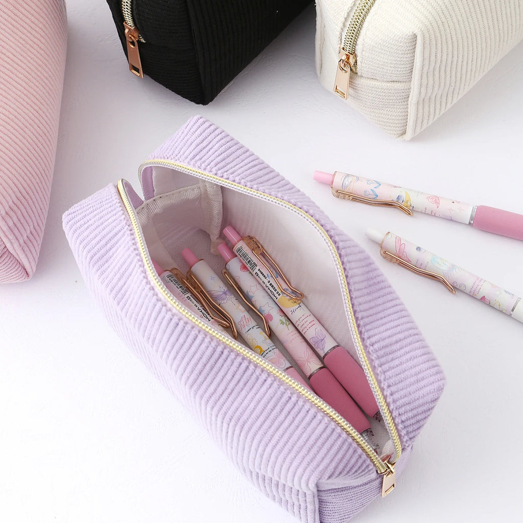 1pc Vertical Stripe Single-Layer Pencil Case, Student School Supplies Storage Bag, A Must-Have for the Back-to-School Season