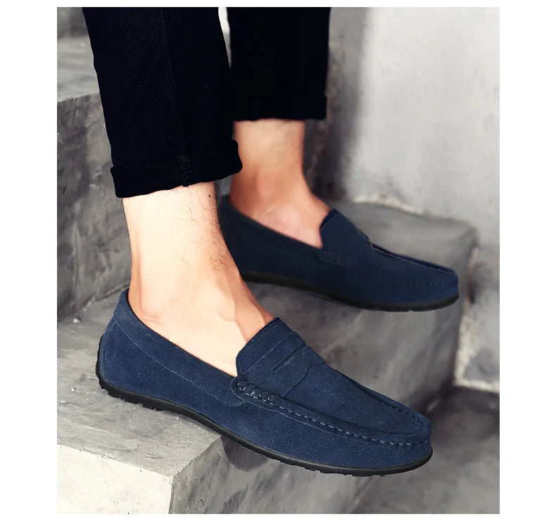 Men Casual Shoes Fashion Suede Leather Men Loafers High Quality Moccasins Slip On Men's Flats Lightweight Driving Shoes 38-47