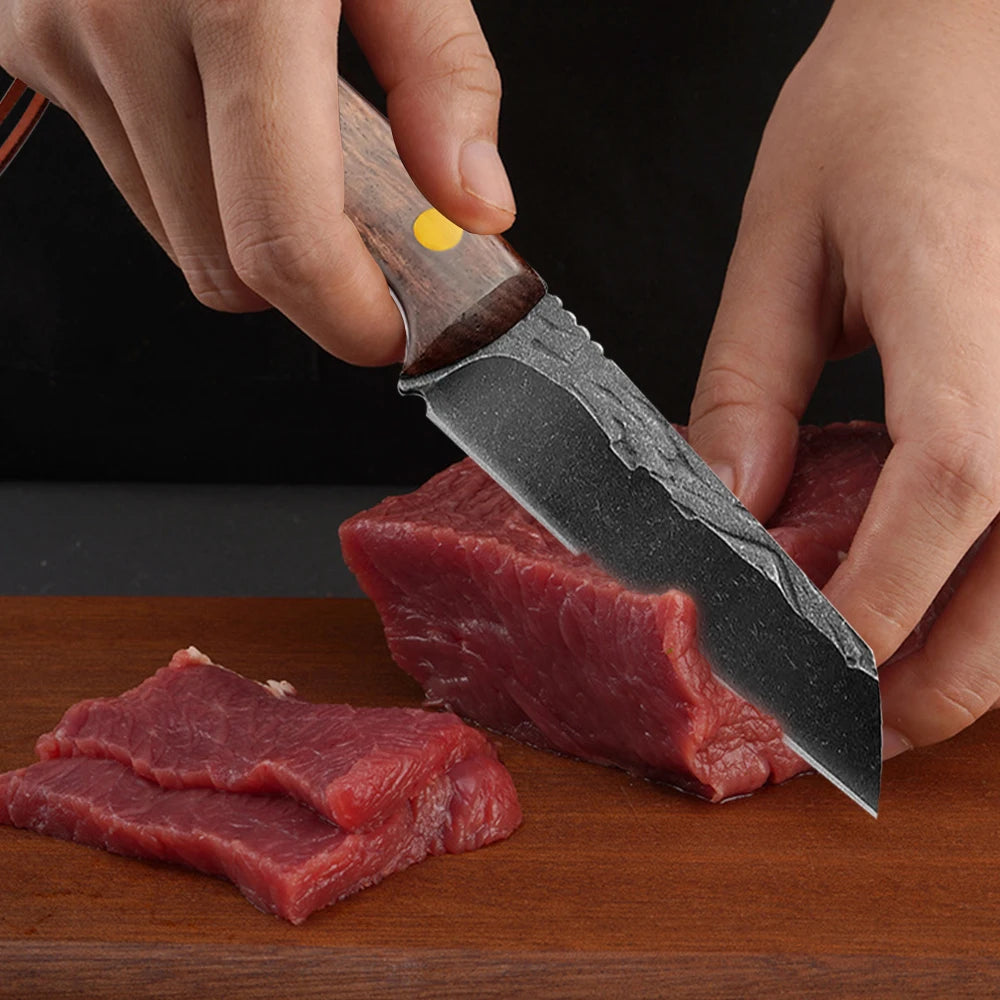 Handmade Forged Knife 4inch High Carbon Steel Mongolia Paring Knife Boning Knifes  Meat Cleaver Butcher Knife Chef Knife