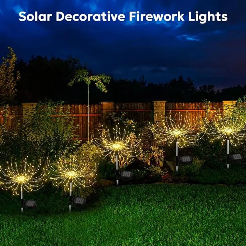 Solar Garden Lights Outdoor Waterproof Firework Lights Sparkles Landscape Fairy Light Decorations Light Yard Patio Pathway