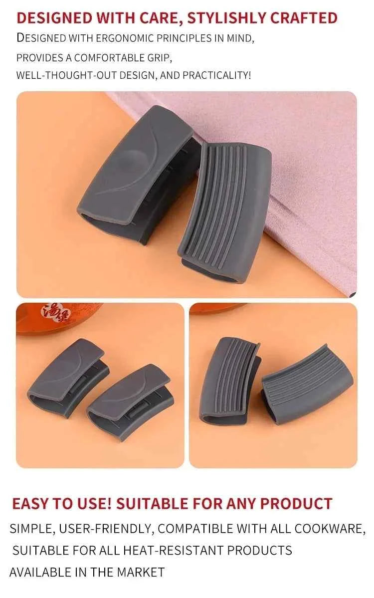 Non-Slip Pot Handle Silicone Grip PadSilicone Grey and Off-White Environmentally Friendly MaterialHeat Insulation