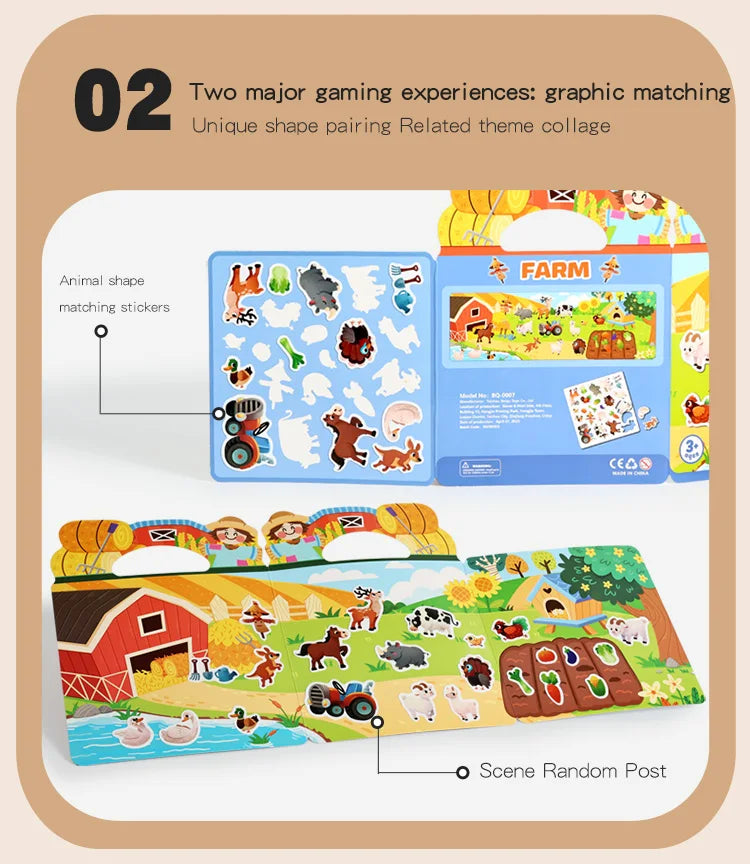Kids' DIY Creative Jelly Sticker Book Reusable Portable Quiet Busy Paste Sticker Toy for Children