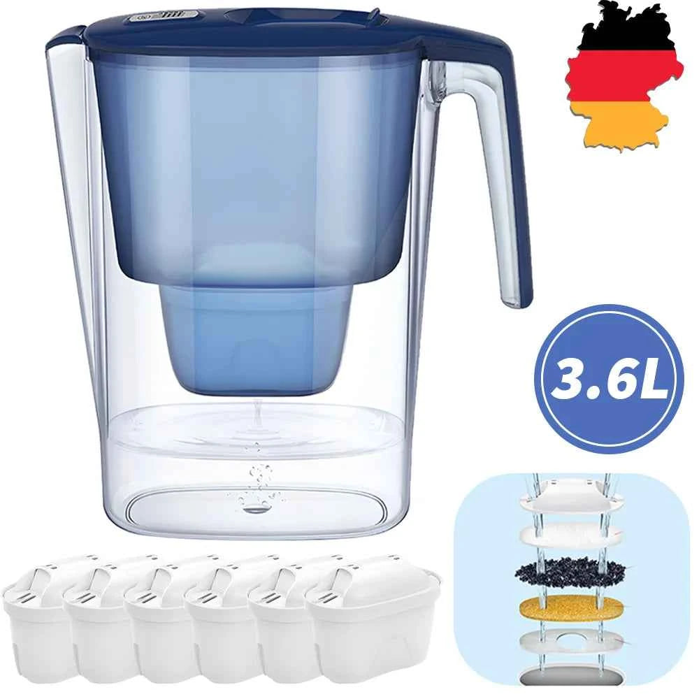 Household Filter Kettle 6 Filter Device Activated Carbon Water Purifier Filter Cartridges Replacement Non-toxic Wate Filter 3.6L