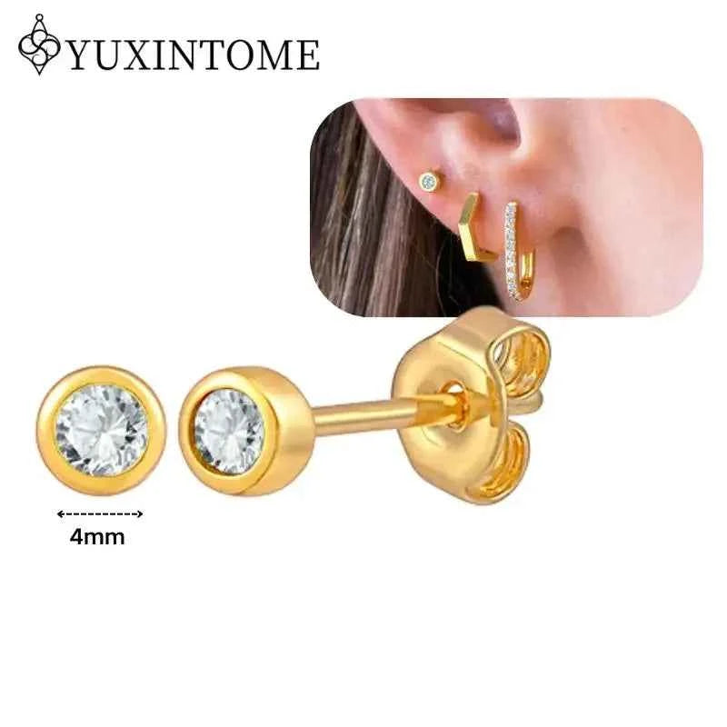 Women's 925 Sterling Silver Ear Needle Crystal Zircon Water Droplets Stud Hoop Gold Huggie Earrings Premium Luxury Party Jewelry