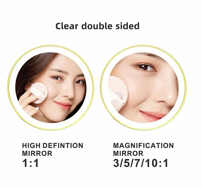 8 Inch Makeup Mirror Gold 3x/5x/7x/10x Magnifying Double Side USB Charging Bathroom 3 Color Light Cosmetic Mirrors
