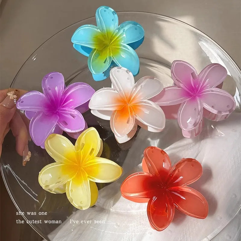 Bohemian Flower Hair Claw Clip For Women Sweet Floral Hair Claws Crab Clamp Barrettes Hawaiian Headwear Beach Accessories Girl