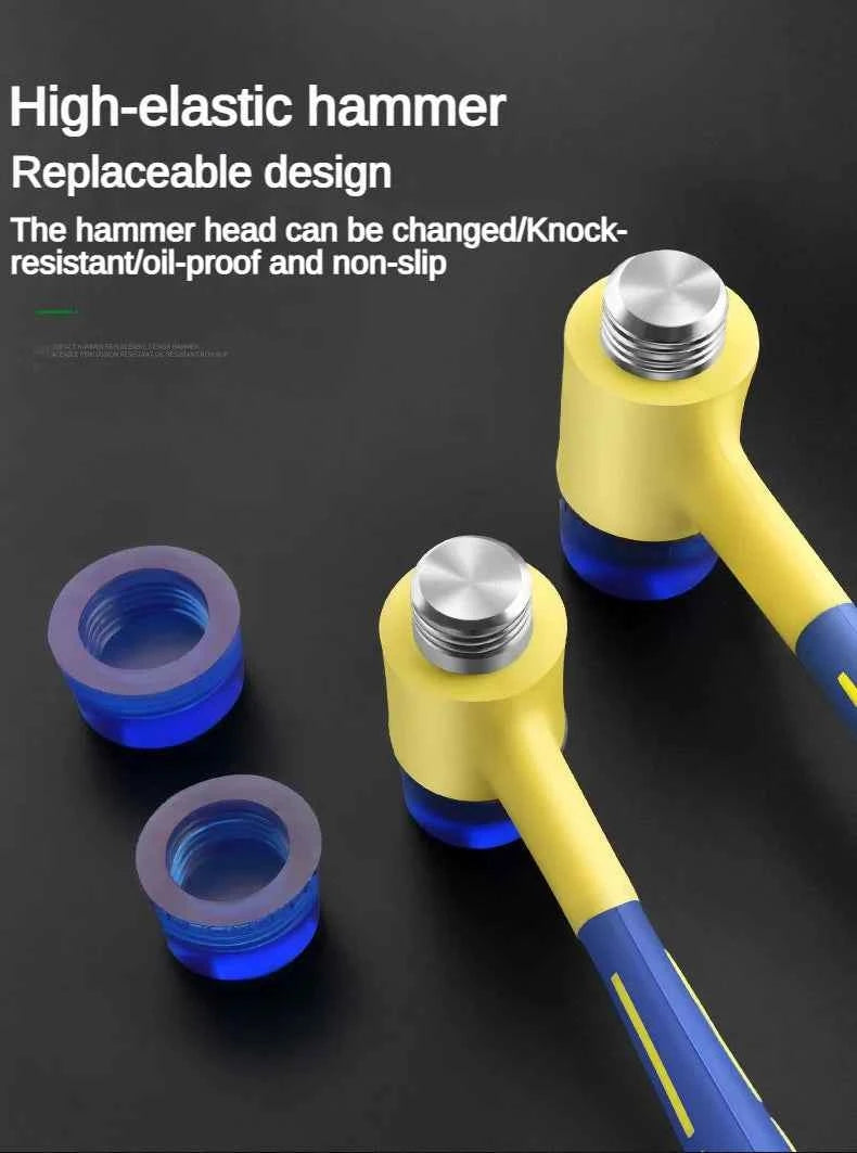 1 double headed installation hammer, 25mm to 45mm rubber hammer with rubber handle, detachable insulated installation hammer