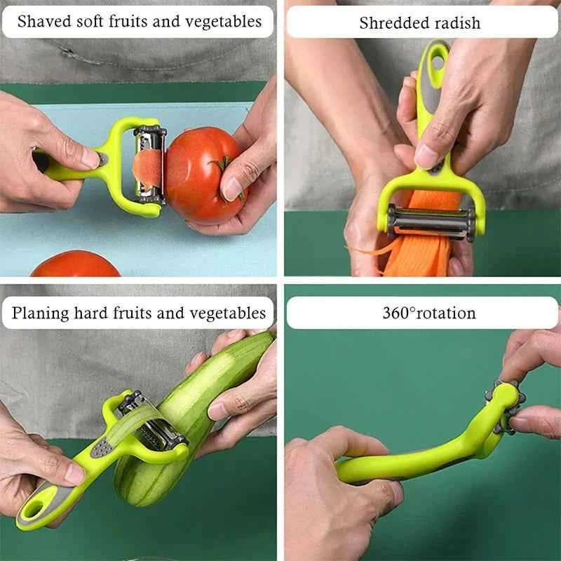 3 In 1 Rotary Peeler Fruit Vegetables Cabbage Graters Salad Carrot Potato Slicer Kitchen Multifunction Grater Julienne Peeler