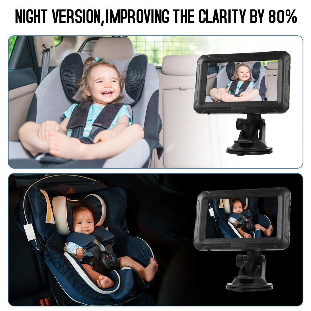 Baby Car Mirror 1080P Monitor with Camera USB Plug 4.3" Baby Camera With Night Vision 150°Viewing Angle for Infants Kids Pets